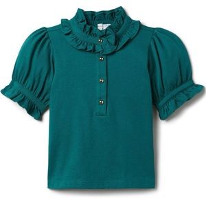 Ruffle Trim Puff Sleeve Top